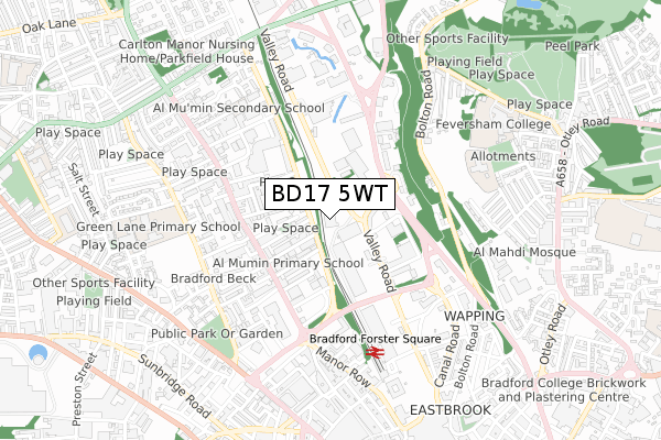 BD17 5WT map - small scale - OS Open Zoomstack (Ordnance Survey)