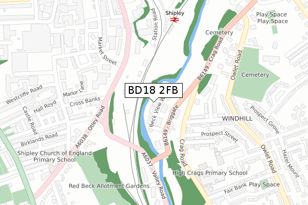 BD18 2FB map - large scale - OS Open Zoomstack (Ordnance Survey) BD18 2FB map - large scale - OS Open Zoomstack (Ordnance Survey)