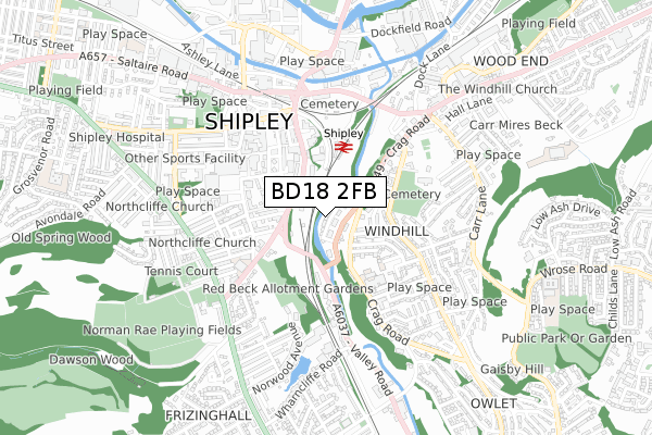 BD18 2FB map - small scale - OS Open Zoomstack (Ordnance Survey) BD18 2FB map - small scale - OS Open Zoomstack (Ordnance Survey)