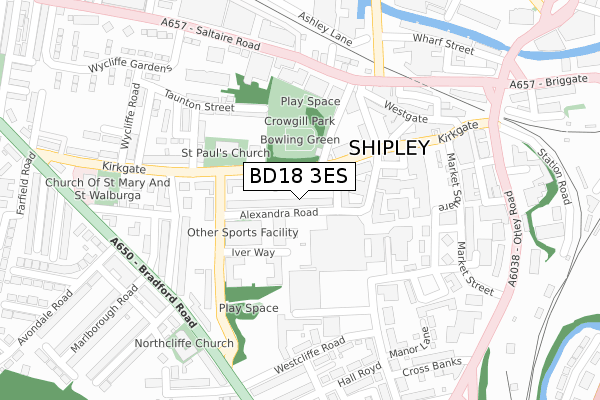 BD18 3ES map - large scale - OS Open Zoomstack (Ordnance Survey)