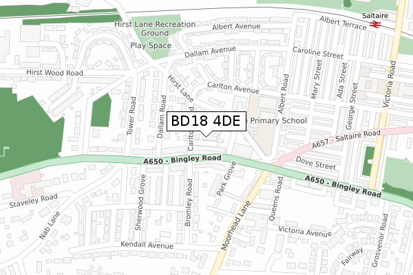BD18 4DE map - large scale - OS Open Zoomstack (Ordnance Survey)