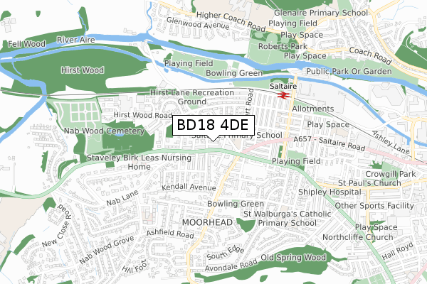 BD18 4DE map - small scale - OS Open Zoomstack (Ordnance Survey)
