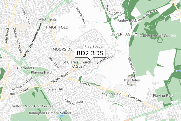 BD2 3DS map - small scale - OS Open Zoomstack (Ordnance Survey)