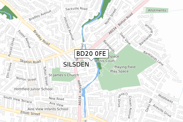 BD20 0FE map - large scale - OS Open Zoomstack (Ordnance Survey)