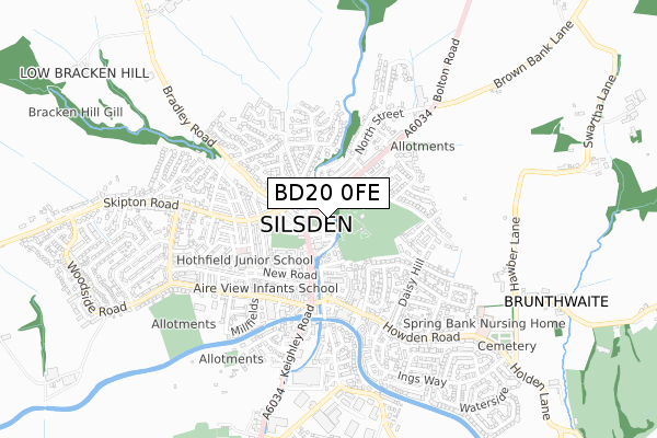 BD20 0FE map - small scale - OS Open Zoomstack (Ordnance Survey)