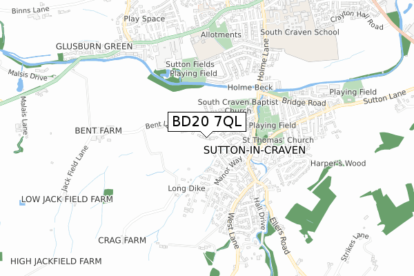 BD20 7QL map - small scale - OS Open Zoomstack (Ordnance Survey)