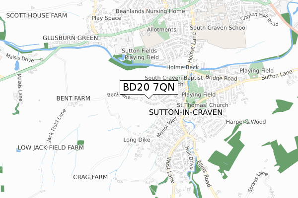 BD20 7QN map - small scale - OS Open Zoomstack (Ordnance Survey)