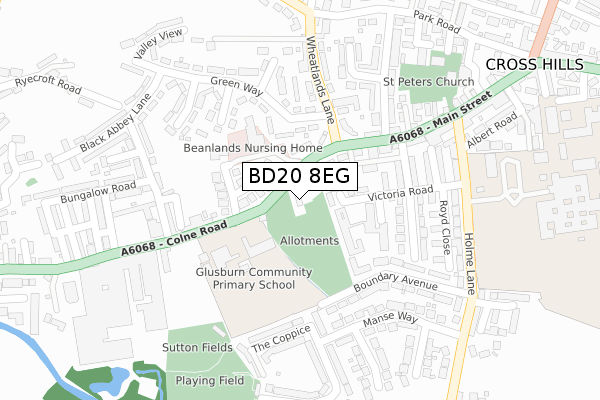 BD20 8EG map - large scale - OS Open Zoomstack (Ordnance Survey)