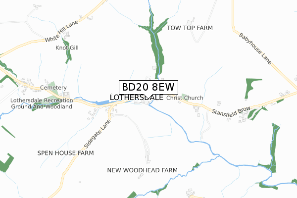 BD20 8EW map - small scale - OS Open Zoomstack (Ordnance Survey)