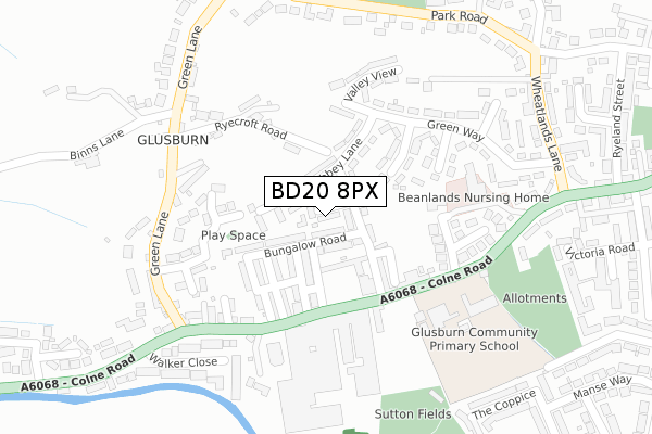 BD20 8PX map - large scale - OS Open Zoomstack (Ordnance Survey)