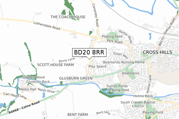 BD20 8RR map - small scale - OS Open Zoomstack (Ordnance Survey)