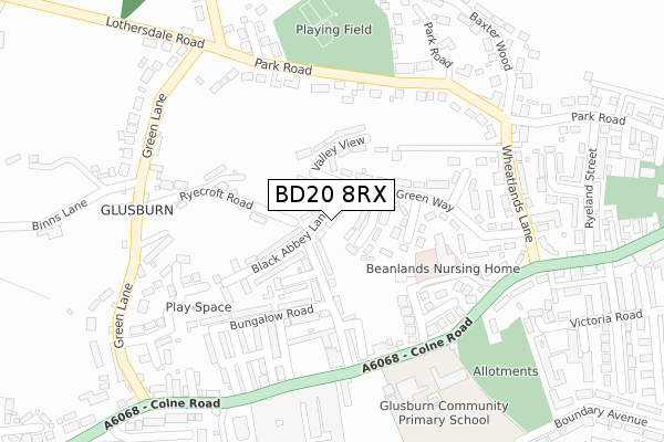BD20 8RX map - large scale - OS Open Zoomstack (Ordnance Survey)