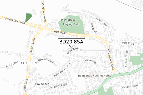 BD20 8SA map - large scale - OS Open Zoomstack (Ordnance Survey)