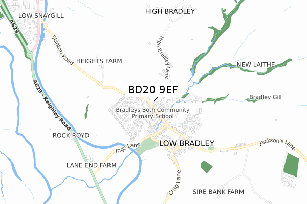 BD20 9EF map - small scale - OS Open Zoomstack (Ordnance Survey)