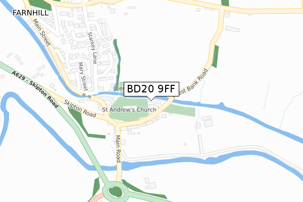 BD20 9FF map - large scale - OS Open Zoomstack (Ordnance Survey)