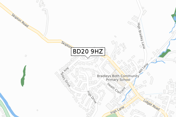 BD20 9HZ map - large scale - OS Open Zoomstack (Ordnance Survey)