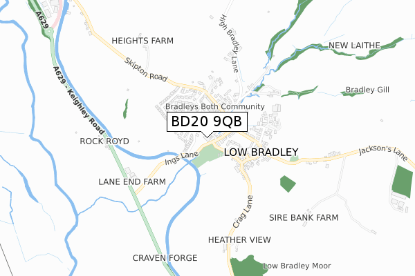 BD20 9QB map - small scale - OS Open Zoomstack (Ordnance Survey)