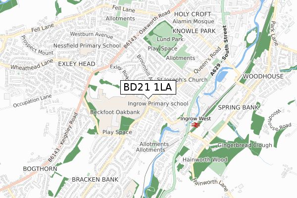 BD21 1LA map - small scale - OS Open Zoomstack (Ordnance Survey)