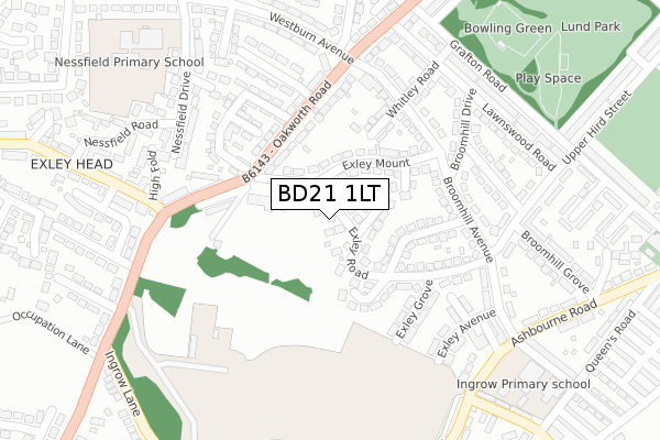 BD21 1LT map - large scale - OS Open Zoomstack (Ordnance Survey)