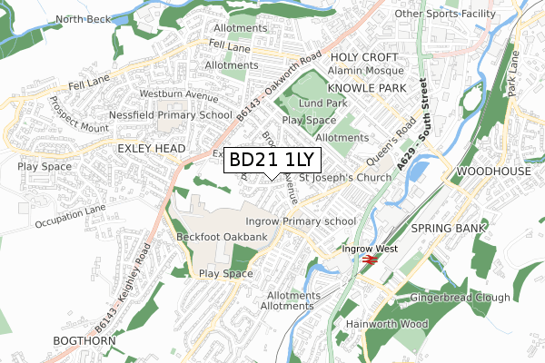 BD21 1LY map - small scale - OS Open Zoomstack (Ordnance Survey)