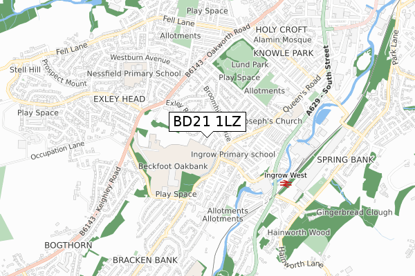 BD21 1LZ map - small scale - OS Open Zoomstack (Ordnance Survey)