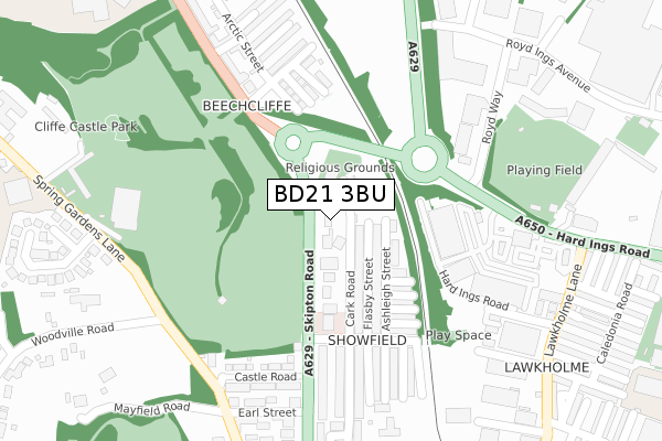 BD21 3BU map - large scale - OS Open Zoomstack (Ordnance Survey)