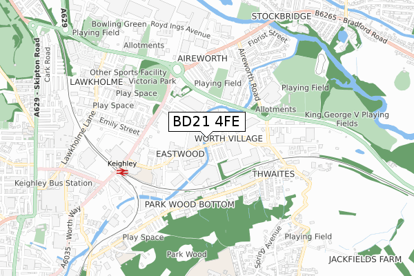 BD21 4FE map - small scale - OS Open Zoomstack (Ordnance Survey)