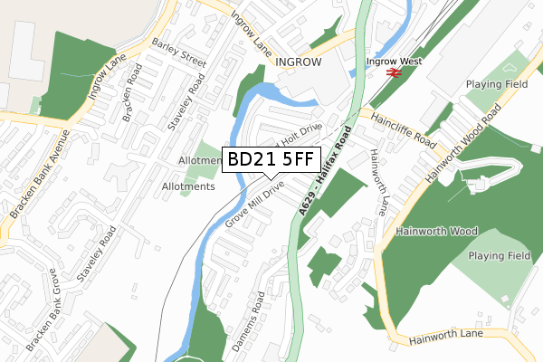 BD21 5FF map - large scale - OS Open Zoomstack (Ordnance Survey)