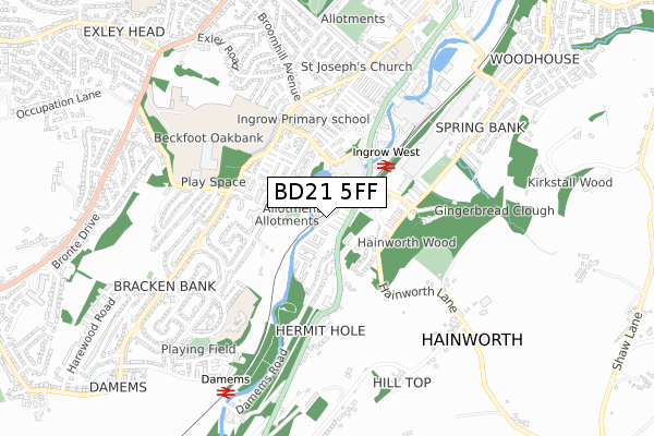 BD21 5FF map - small scale - OS Open Zoomstack (Ordnance Survey)