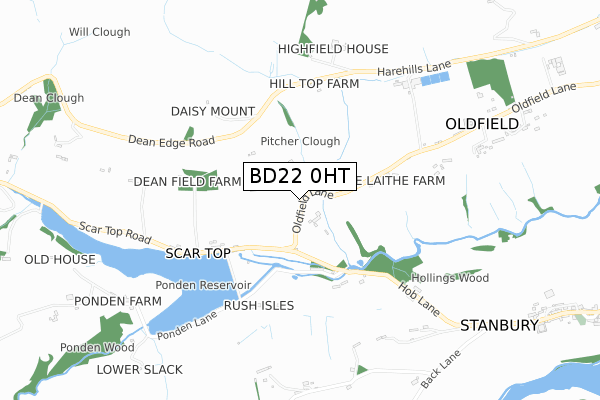 BD22 0HT map - small scale - OS Open Zoomstack (Ordnance Survey)