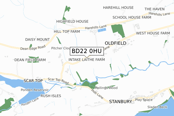 BD22 0HU map - small scale - OS Open Zoomstack (Ordnance Survey)