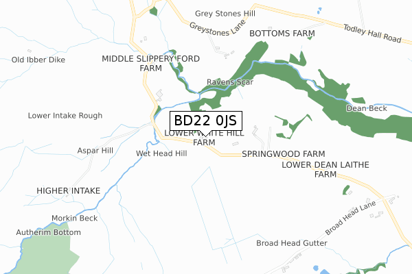 BD22 0JS map - small scale - OS Open Zoomstack (Ordnance Survey)