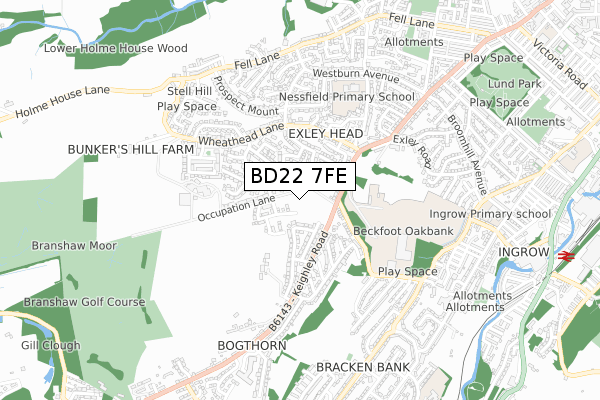 BD22 7FE map - small scale - OS Open Zoomstack (Ordnance Survey) BD22 7FE map - small scale - OS Open Zoomstack (Ordnance Survey)