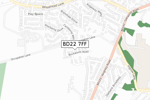 BD22 7FF map - large scale - OS Open Zoomstack (Ordnance Survey) BD22 7FF map - large scale - OS Open Zoomstack (Ordnance Survey)