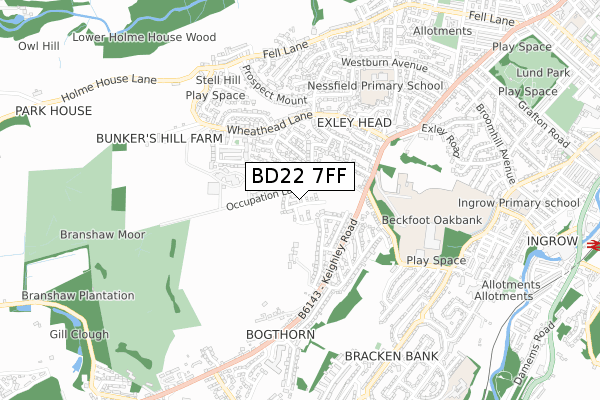 BD22 7FF map - small scale - OS Open Zoomstack (Ordnance Survey) BD22 7FF map - small scale - OS Open Zoomstack (Ordnance Survey)