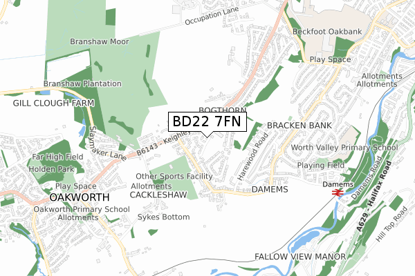 BD22 7FN map - small scale - OS Open Zoomstack (Ordnance Survey) BD22 7FN map - small scale - OS Open Zoomstack (Ordnance Survey)