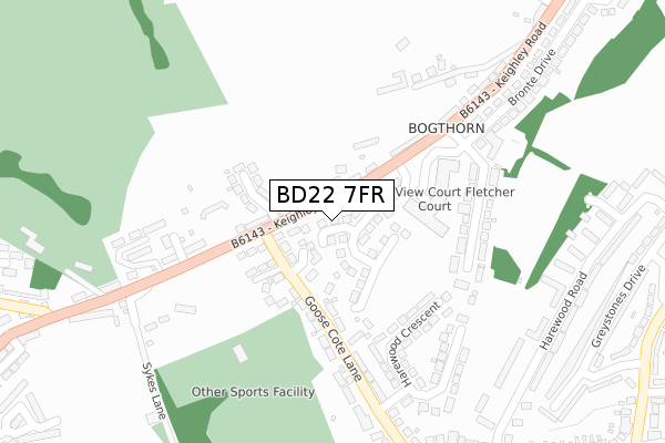 BD22 7FR map - large scale - OS Open Zoomstack (Ordnance Survey) BD22 7FR map - large scale - OS Open Zoomstack (Ordnance Survey)