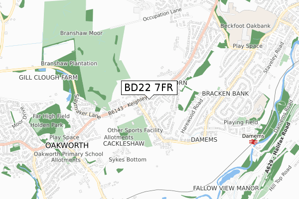 BD22 7FR map - small scale - OS Open Zoomstack (Ordnance Survey) BD22 7FR map - small scale - OS Open Zoomstack (Ordnance Survey)