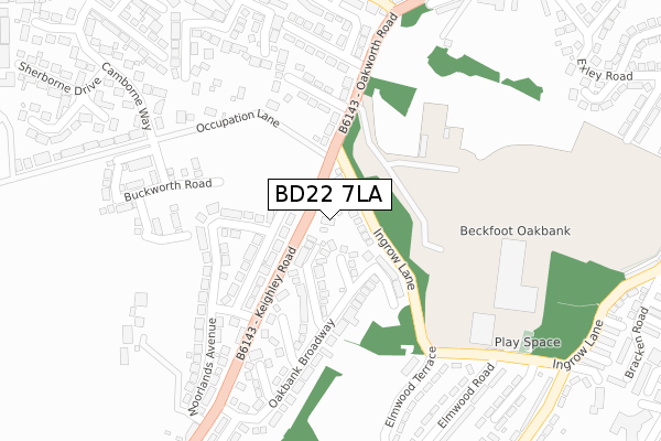 BD22 7LA map - large scale - OS Open Zoomstack (Ordnance Survey)