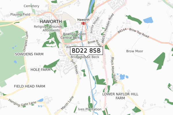 BD22 8SB map - small scale - OS Open Zoomstack (Ordnance Survey)