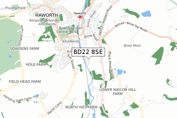 BD22 8SE map - small scale - OS Open Zoomstack (Ordnance Survey)