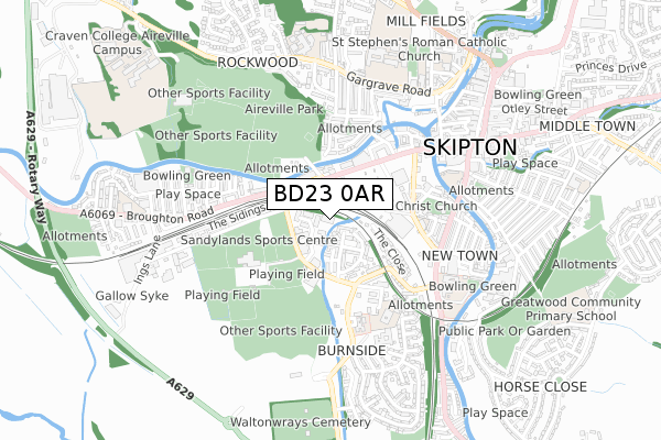 BD23 0AR map - small scale - OS Open Zoomstack (Ordnance Survey) BD23 0AR map - small scale - OS Open Zoomstack (Ordnance Survey)