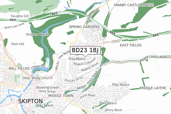 BD23 1BJ map - small scale - OS Open Zoomstack (Ordnance Survey)