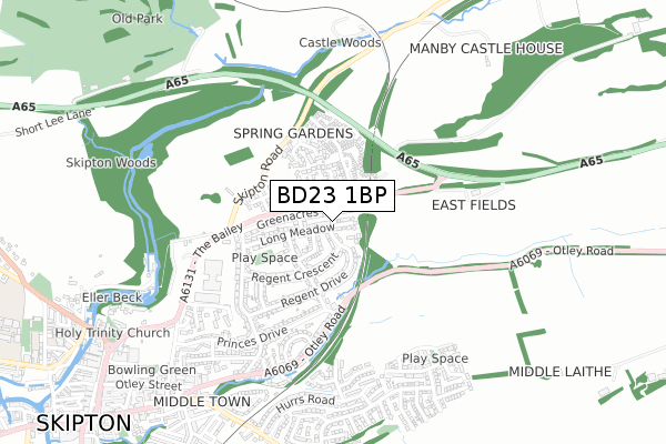 BD23 1BP map - small scale - OS Open Zoomstack (Ordnance Survey)