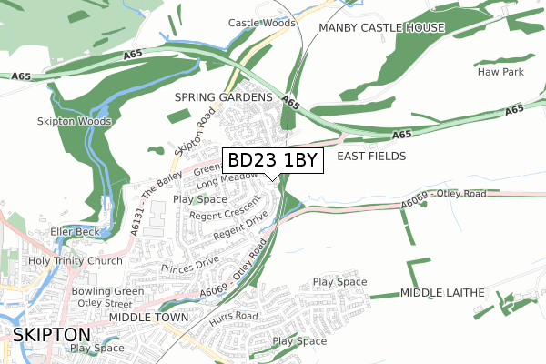 BD23 1BY map - small scale - OS Open Zoomstack (Ordnance Survey)