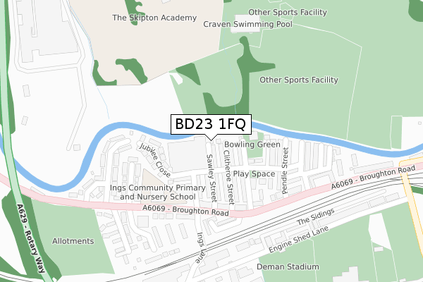 BD23 1FQ map - large scale - OS Open Zoomstack (Ordnance Survey)