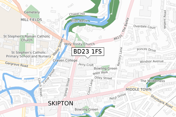 BD23 1FS map - large scale - OS Open Zoomstack (Ordnance Survey)