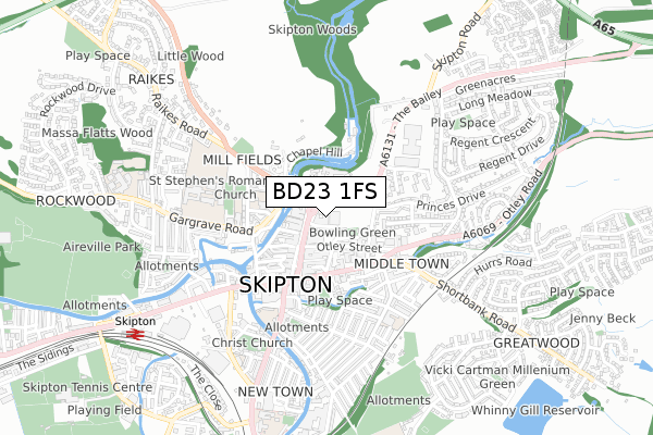 BD23 1FS map - small scale - OS Open Zoomstack (Ordnance Survey)