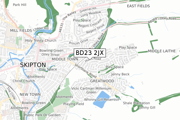 BD23 2JX map - small scale - OS Open Zoomstack (Ordnance Survey)