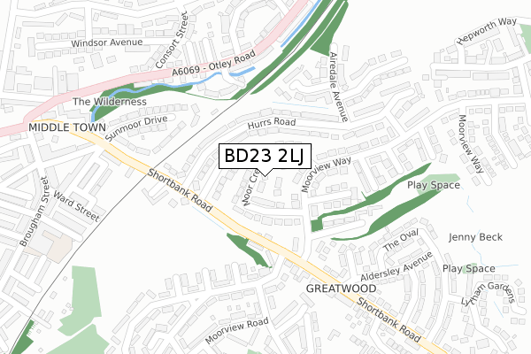 BD23 2LJ map - large scale - OS Open Zoomstack (Ordnance Survey)